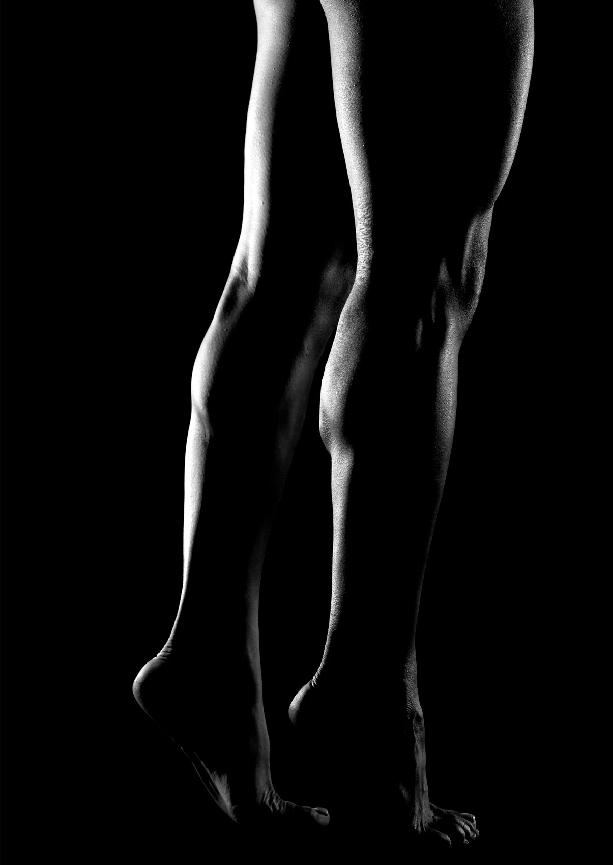 High contrast of sexy naked female athlete