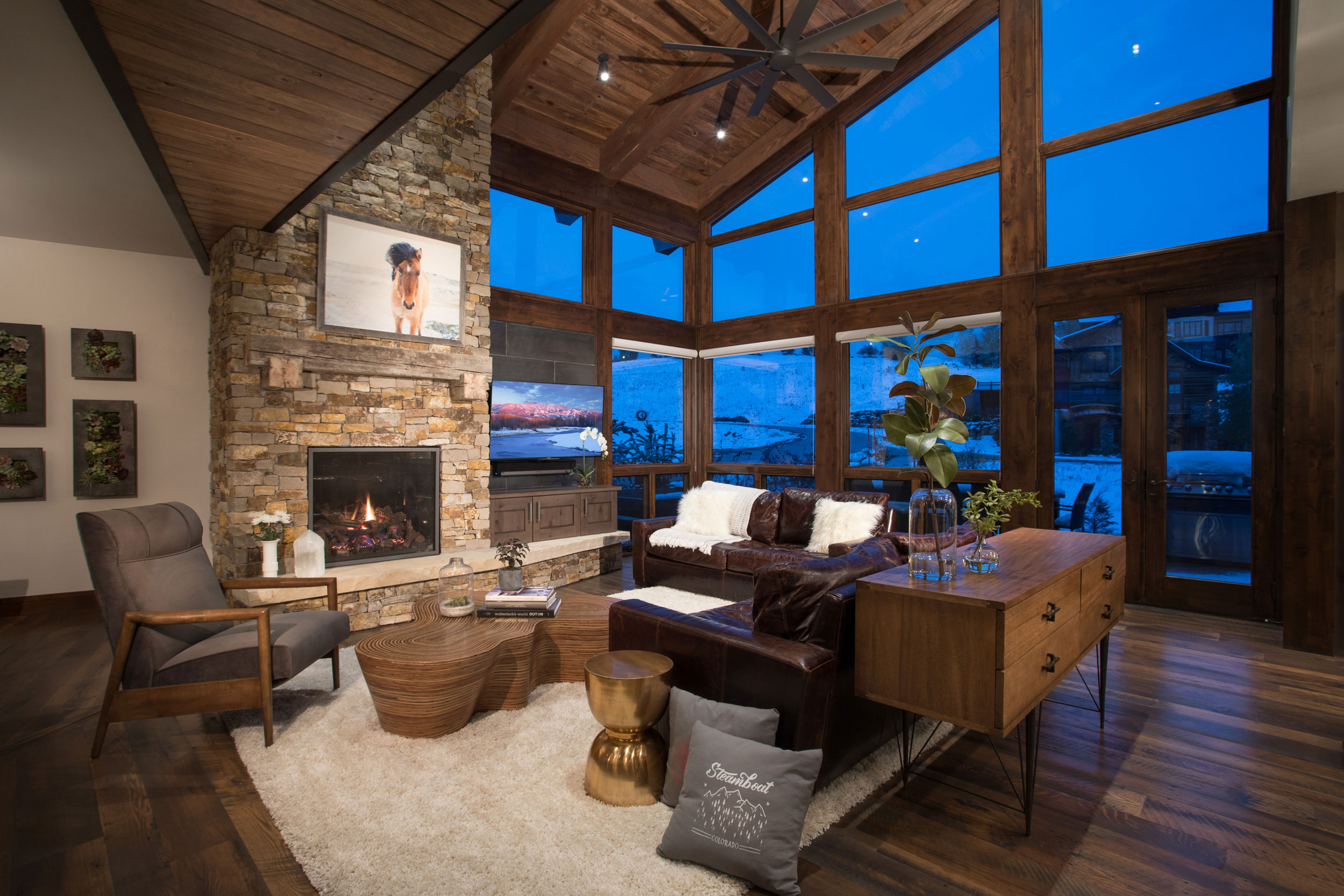 Beautifully designed Hoot Owl Living room by Rumor Designs in Steamboat Springs, CO