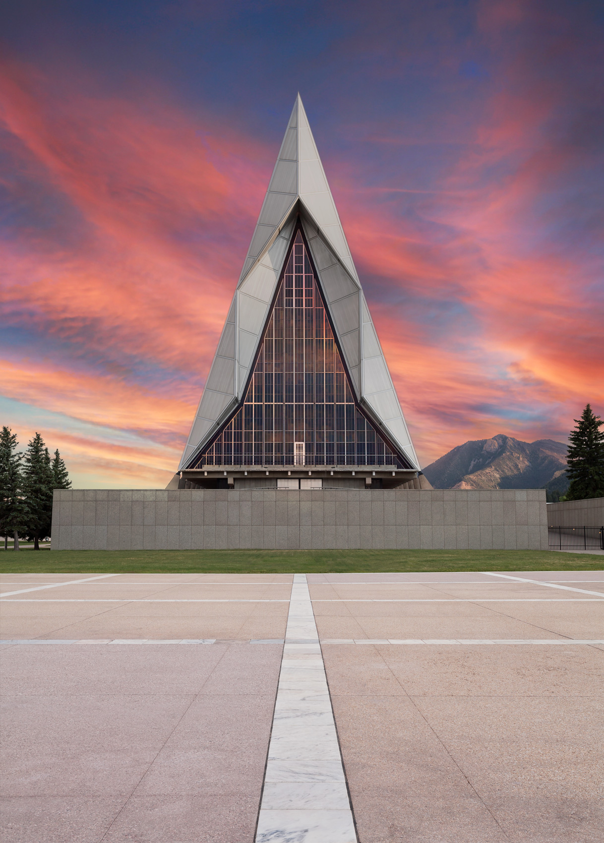 The Cadet Chapel at the U.S. Air Force Academy in Colorado